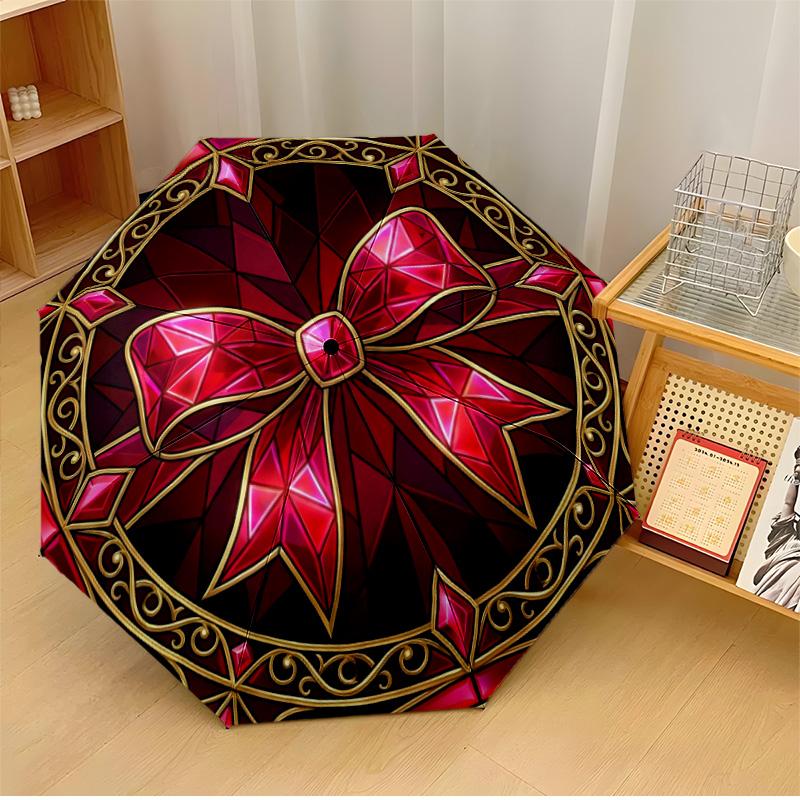

Red Hearts and Star Design Printed umbrella windproof folding umbrella portable sun and rain umbrella suitable for gifting
