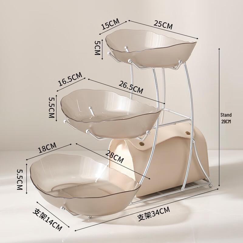 Ru Han Luxury 3-Tier Metal Fruit Basket & Tissue Box Set