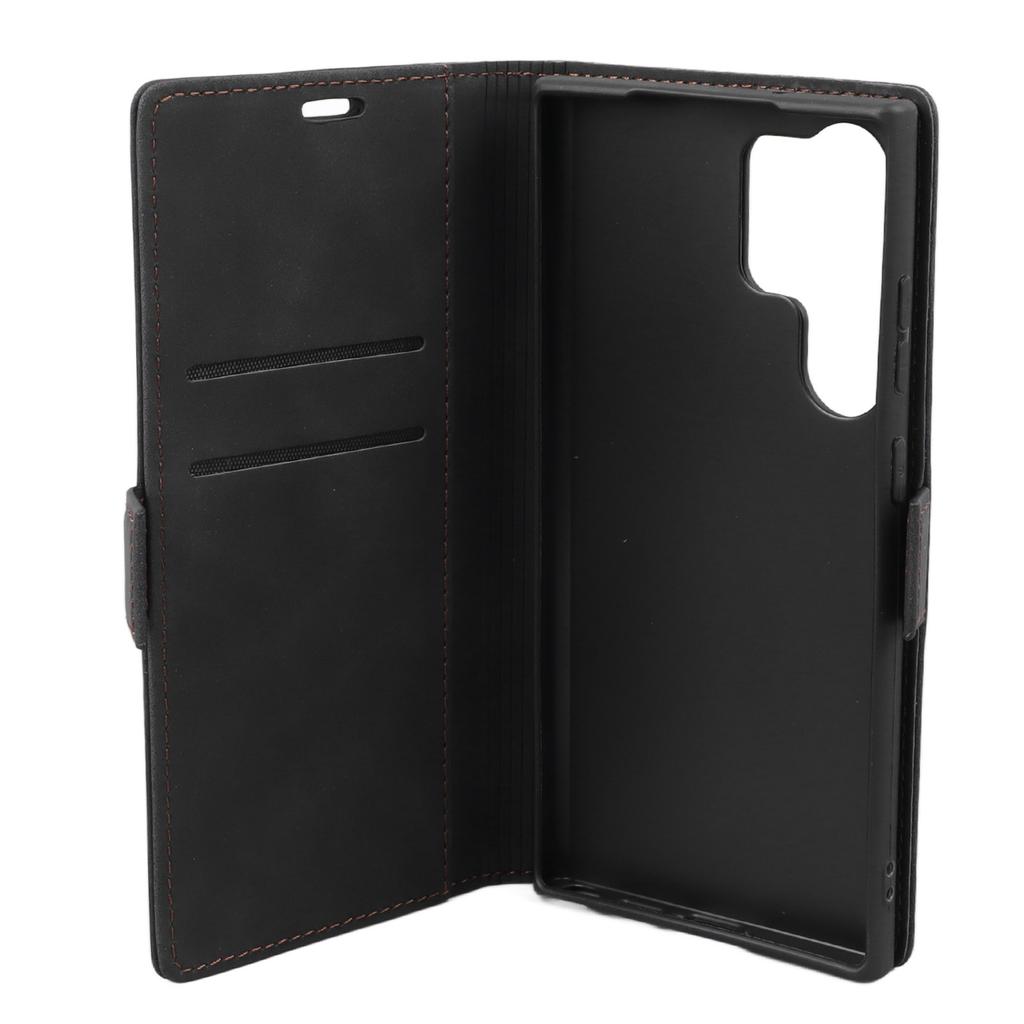 Flip PU Leather Phone Case Flip Phone Case with Card Holder Providing Comprehensive Protection Black for Samsung S23
