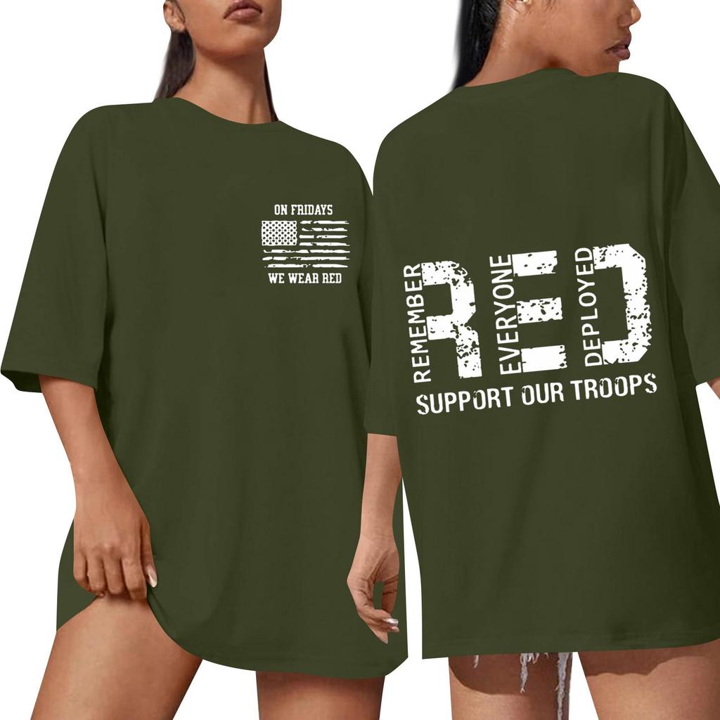 Women Casual Short Sleeve Crew Neck T Shirt Letter Print Loose Fit Lightweight Comfortable Daily Wear Top