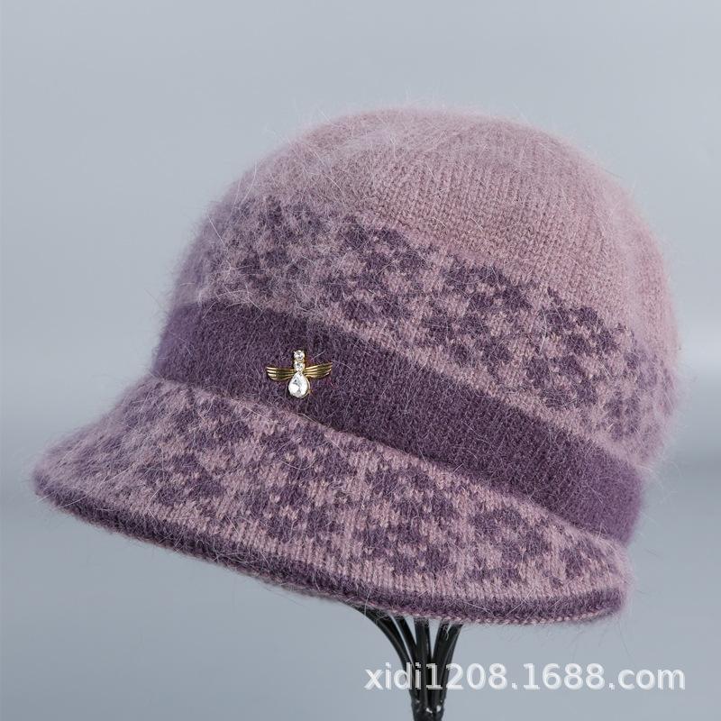

Hat women s autumn and winter plush rabbit wool hat knitted warm fashion hat One size elastic