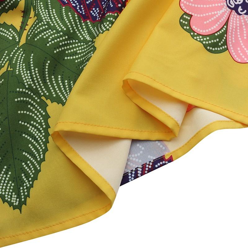 Women's Fashion Floral Print Loose Half Skirt High Waist Beach Extra Long Dress