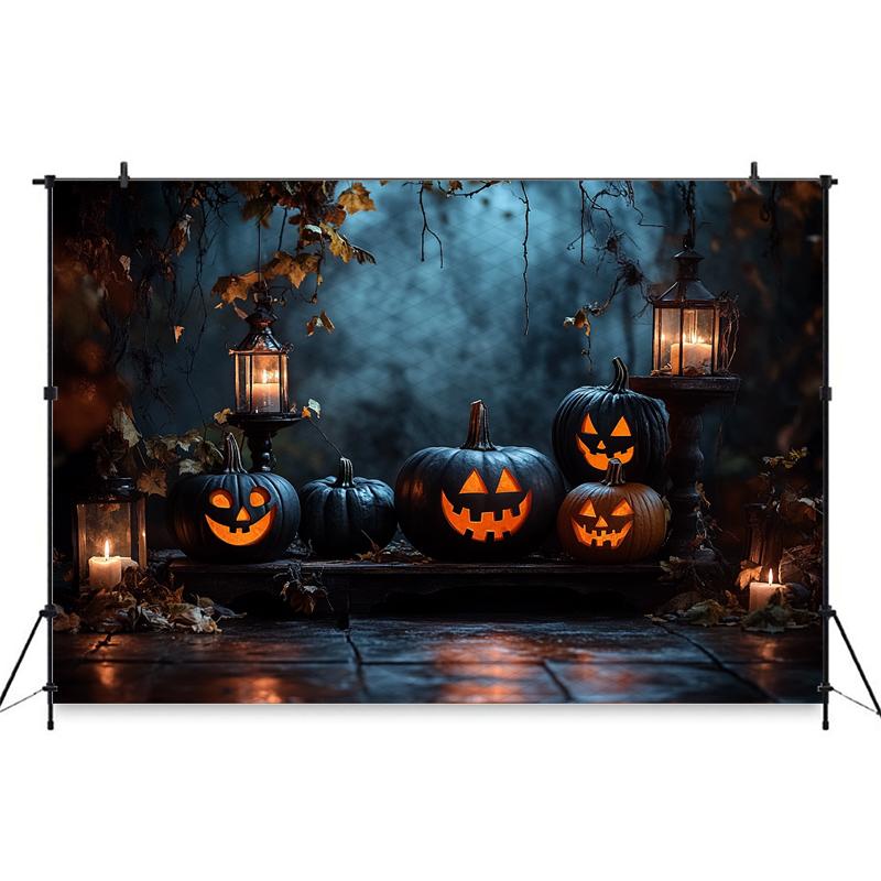 Mocsicka Halloween Backdrops For Photography Dark Night Jack-O-Lanterns Pumpkin Background Baby Shooting Props Decoration Studio