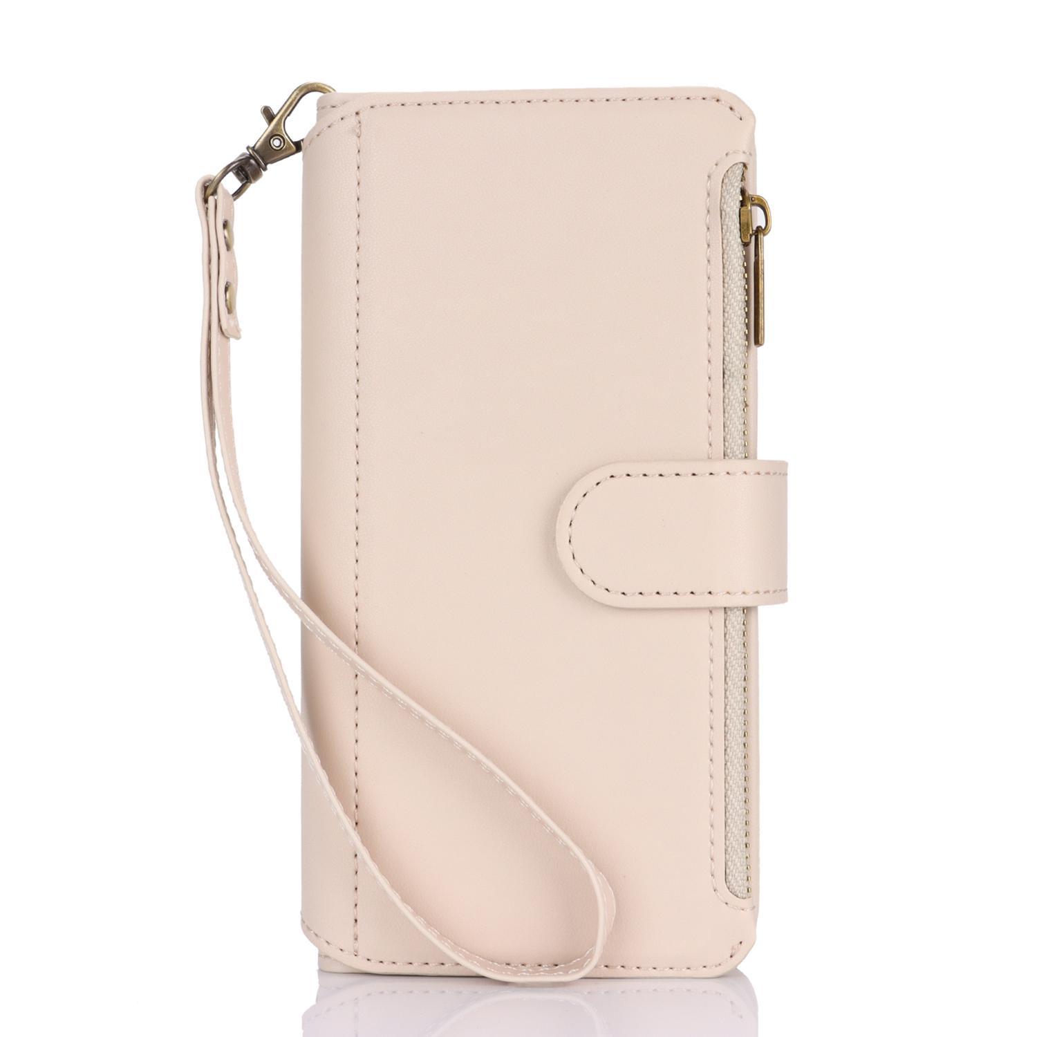 

Кошелек на молнии с несколькими картами, короткой веревкой и длинной подвесной веревкой, чехол для телефона для серии iPhone/Samsung iPhone 7/8 белый