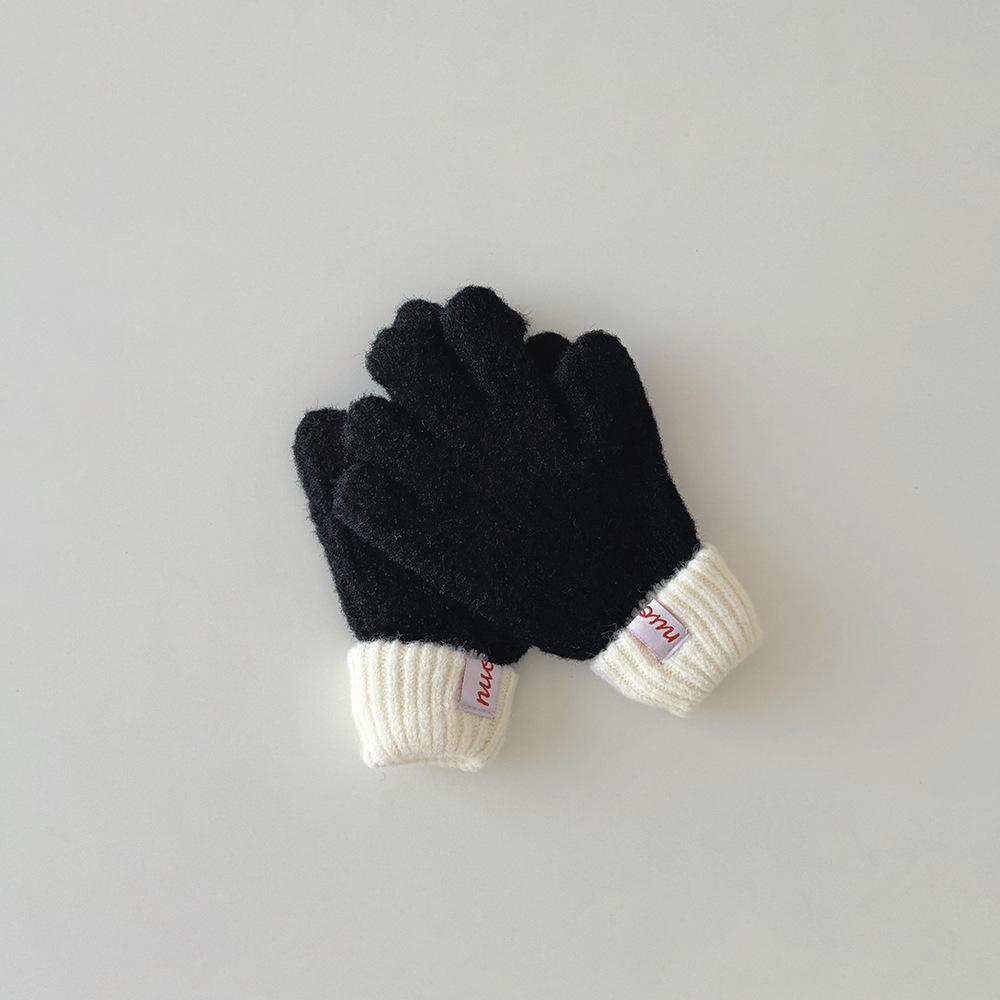 Weiche Farbblock Kinderhandschuhe Koreanischer Stil Touchscreen Fäustlinge Trendige Unisex Fingerlose Handschuhe für Winter Warme Dehnbare Handschuhe