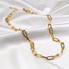 Stainless Steel Paper Clip Chain Oval Buckle Necklace Titanium Steel 18K Gold Electroplated Jewelry SS-054