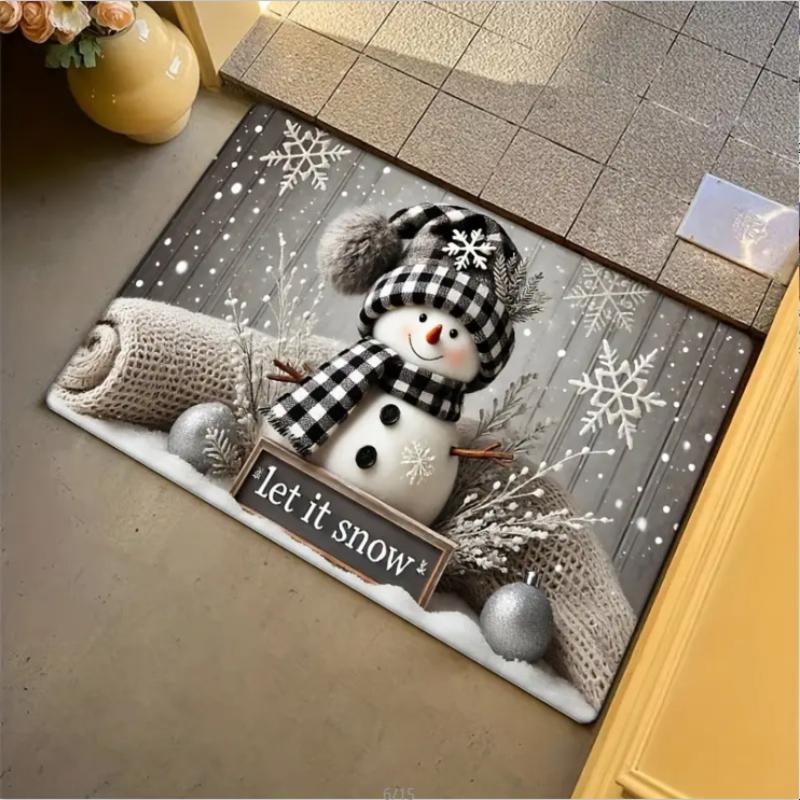 Christmas Themed Door Mat Gingerbread/Santa/gnome Print Floor Mats,Non-Slip Welcome Rugs for Home Entryway & Holiday Decor