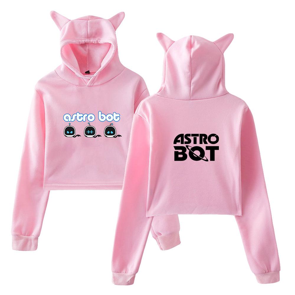 New Astro Bot Pullover Girls Casual Cat Cropped Hoodies Female Long Sleeve Sweatshirts Crop Top Women's Hoodie Sexy Tops