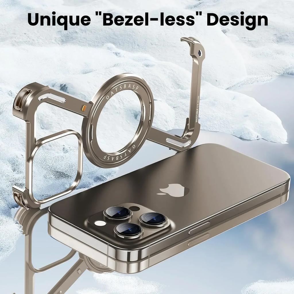 Custodia per Telefono Magnetica Senza Bordi in Lega di Alluminio a Forma di Z Per iphone 16 15 14 13 Plus Pro Max Supporto Metallico Magsafe Antiurto Rigida
