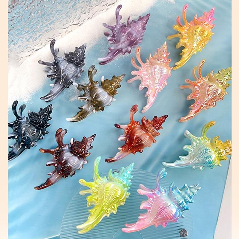 Vibrant Conch Charm Hair Claw Hairpin For Women Summer Vacation Headdress Securely Hold Beach Styling Tool