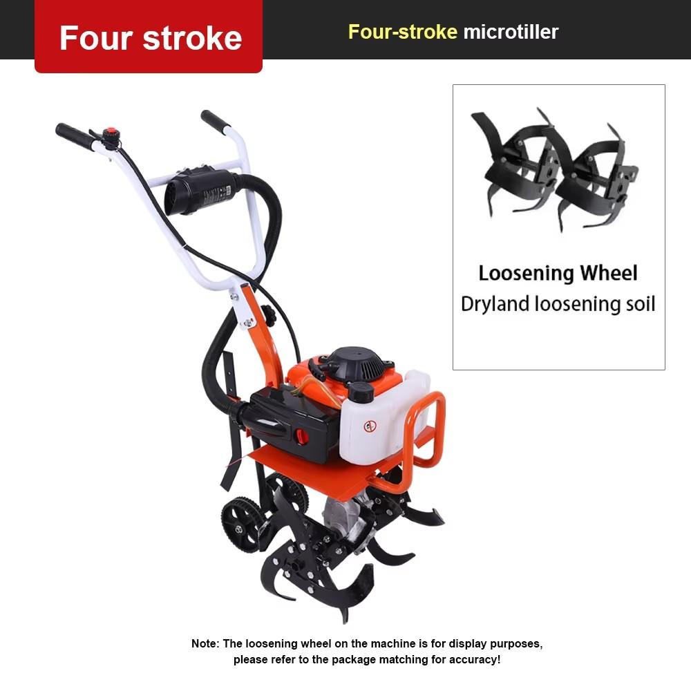 Mini Rotary Tiller Cultivator Lightweight Hand-pushed Gas-power Tiller Cultivator High Power Garden Tool for Farm&Garden Use