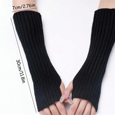 Lange Fingerlose Handschuhe Damen Fäustling Winter Armstulpen Gestrickte Ärmel Fein Lässig Weich Mädchen Goth Kleidung Punk Gothic Handschuh