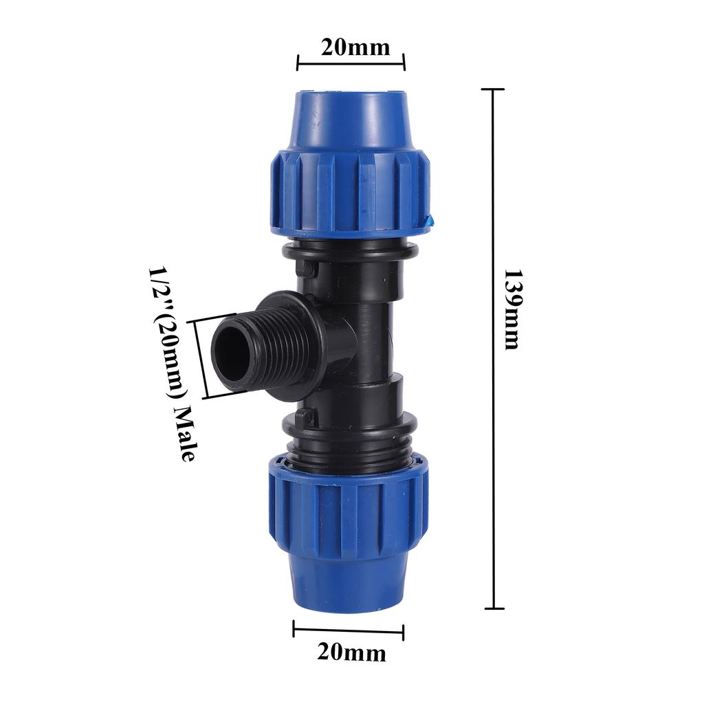 Außengewinde 1/2" 3/4" 1" PE-Rohr Schnellverbinder T-Stück Winkel Wasserverteiler Kunststoff Landwirtschaftliche Bewässerung Wasserrohrfittings