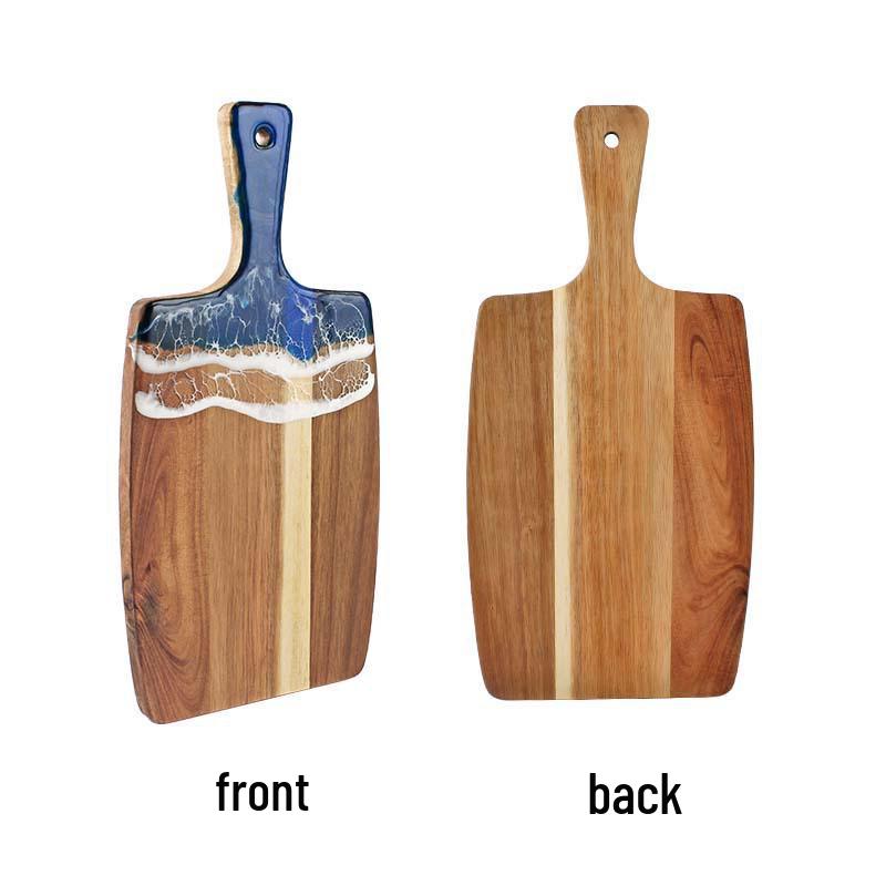 Acacia Wood Cutting Board with Resin Inlay - River Beach Pattern Chopping Board.