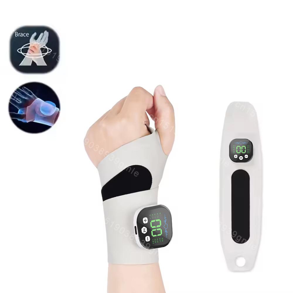 EMS Cordless Wrist Hand Heating Pad Massage Rechargeable Heated Wrist Brace Carpal Tunnel Heated Wrist Massager for Arthritis