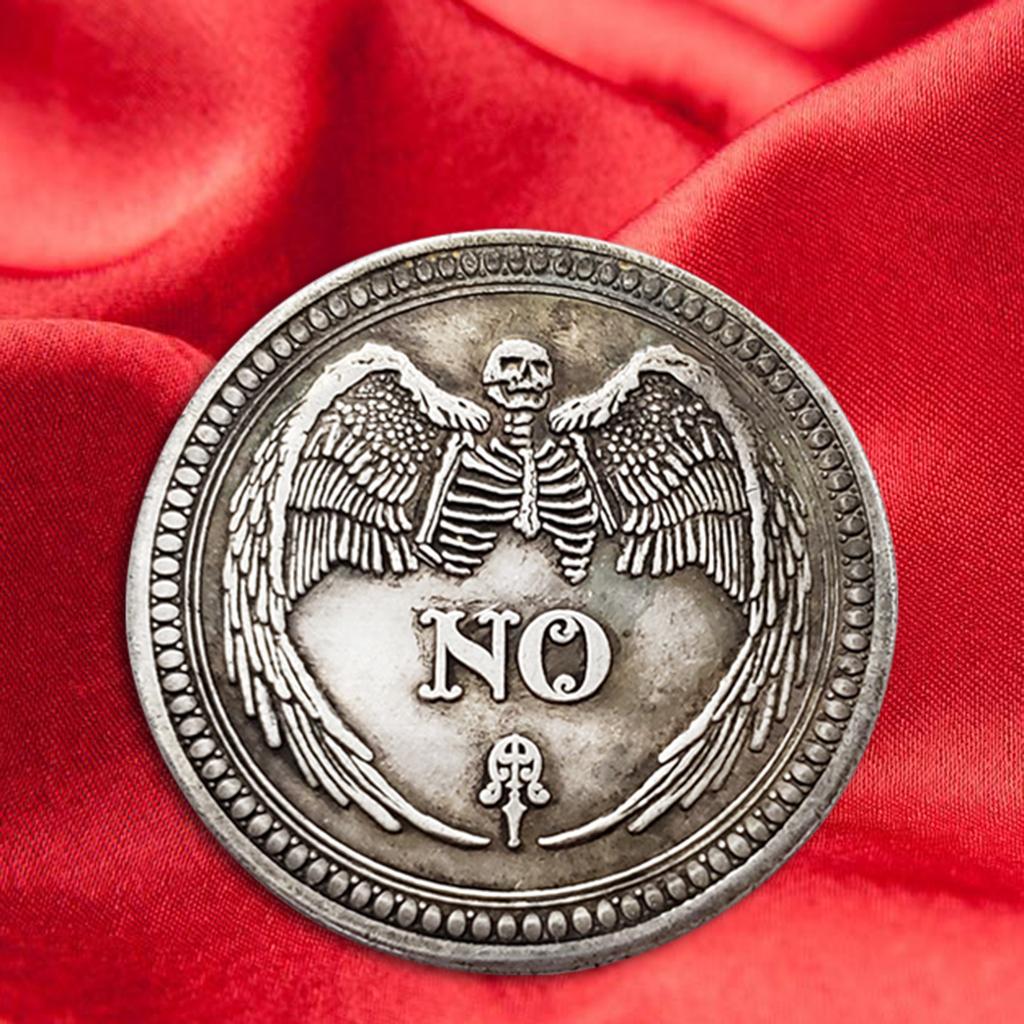 Tak lub Nie Pamiątkowa Moneta z Czaszką Vintage Metalowa Moneta Pamiątka Wyzwanie Kolekcjonerskie do Dekoracji Domu Sypialni Półki na Książki