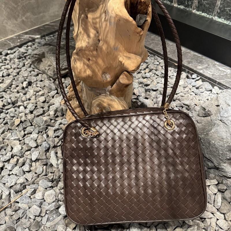 

2025 New Style Genuine Leather Womens Bag Handmade Stitched Cowhide Camera Bag Wool Felt Bag Porter Single Shoulder Bag Cross-Border Explosion 28x21x8CM кофейный