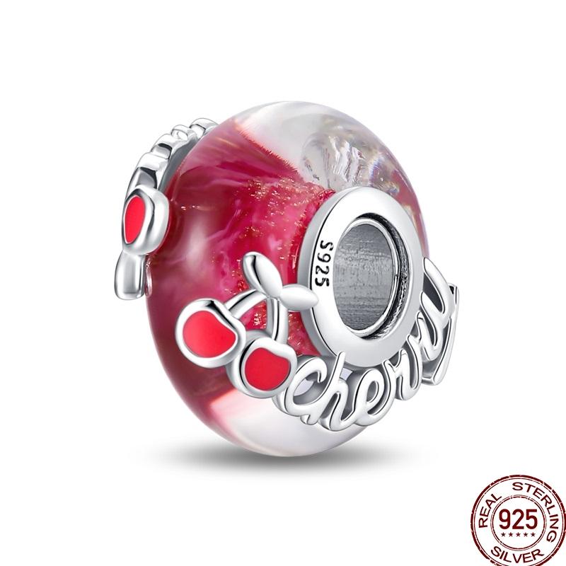 Newstering Copper Cherry Strawberry Fruit Series Charms Beads Fit 3Mm Original Bracelets Diy Birthday Jewelry Gifts