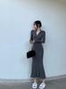 Spice Girl Style Sexy Zipper Lapel Dress Women's Autumn and Winter New Tight Inner Fit Slim Buttocks Fishtail Long Skirt