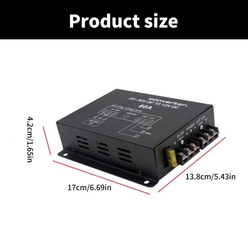 60A/80A/100A Truck Voltage Step Down Converter Power Supply Adapter 24V To 12V With Overload Protection For Radio System
