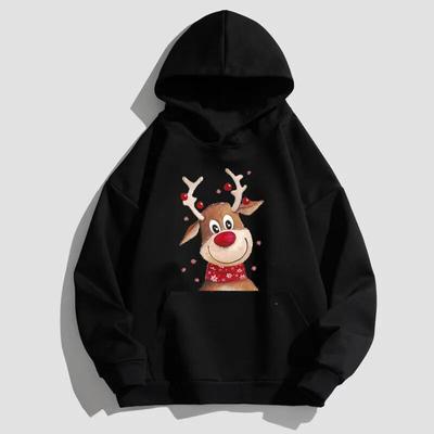 New Christmas Deer Hoodies Print Unisex Women Fashion Hoody Hoodie Streetwear Hooded Sweatshirts Harajuku Pullovers Unisex Clothing