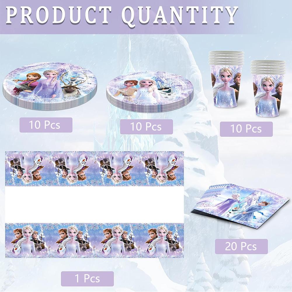 51pcs Frozen Party Tableware Set Includes Plates Napkins Paper Cups Tablecover
