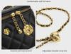 Genuine Leather Camellia Lightweight Diamond Chain Shoulder Bag - Mini Cosmetic Box Style