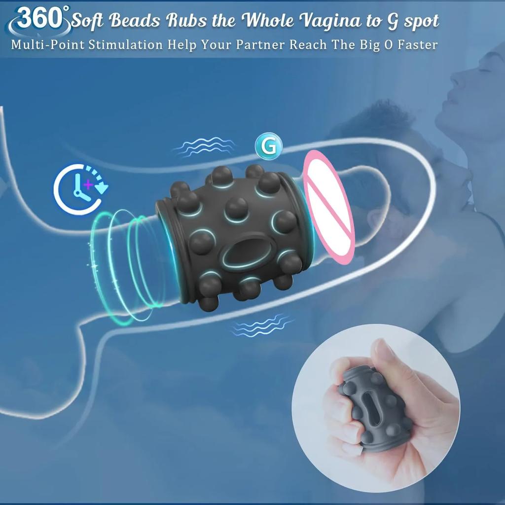 HESEKS Vibrating Cock Ring Vibrators for Men Delayed Ejaculation Penis Enlarger for Couples G Spot Testicular Stimulator Sex Toy