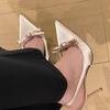 Fashion New Style Women's Sexy Sandals Elegant Patent Leather Pointed-toe High Heels Comfortable Banquet Thin Heel Sandals Zapatos Mujer
