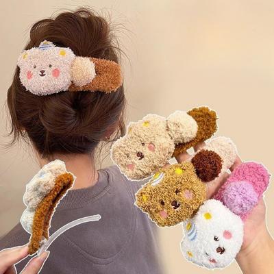 Plush Pudding Bear Cute Duckbill Hair Clip Headwear, a Cute and Fashionable Baby Hair Clip