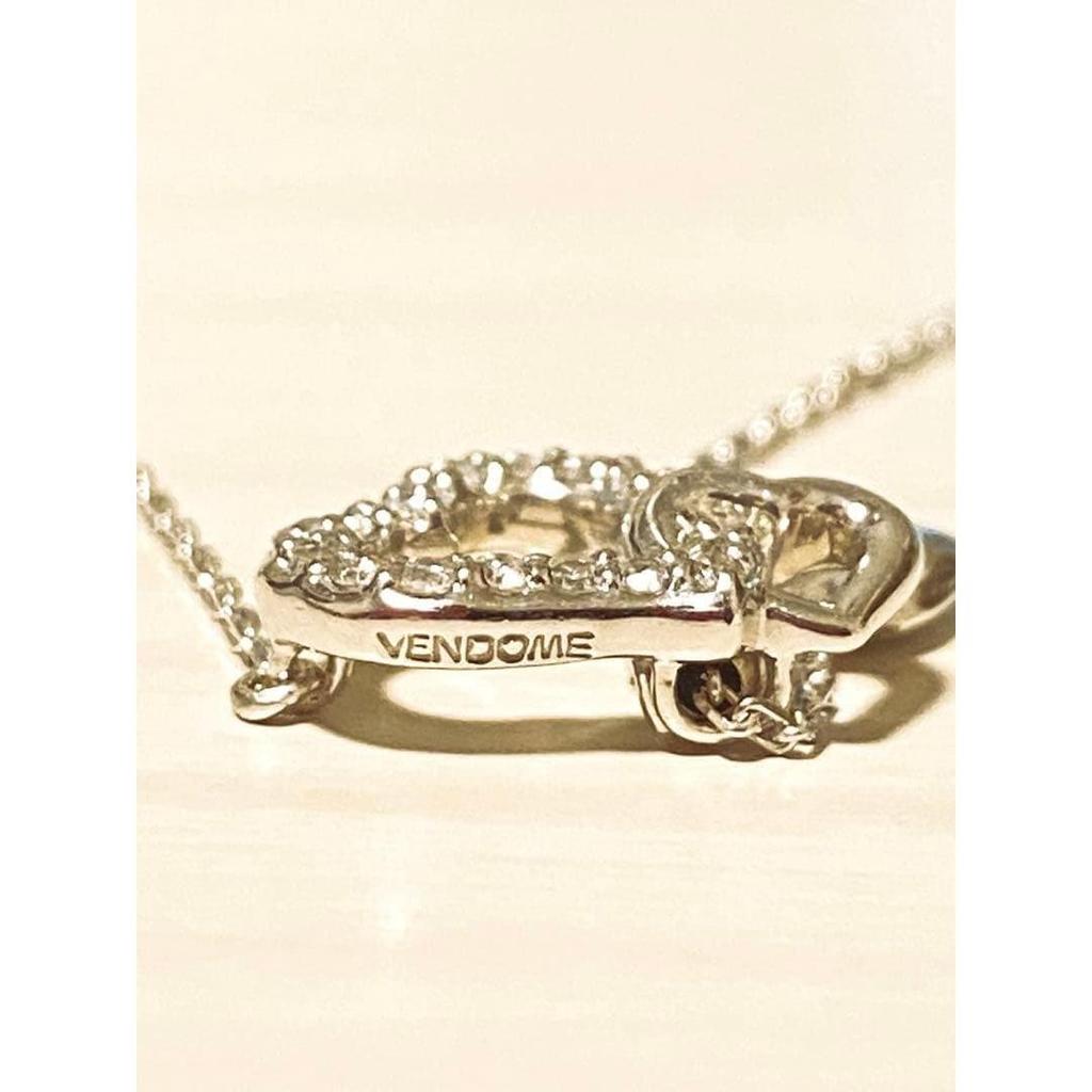 Used Vendome Aoyama K18WG Diamond Necklace Heart Movable