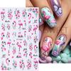 3pcs Pink Flamingo Nail Stickers Flamingo Flowers Leaves Self-Adhesive Nail Decals Slider DIY Manicure Decor Accessories