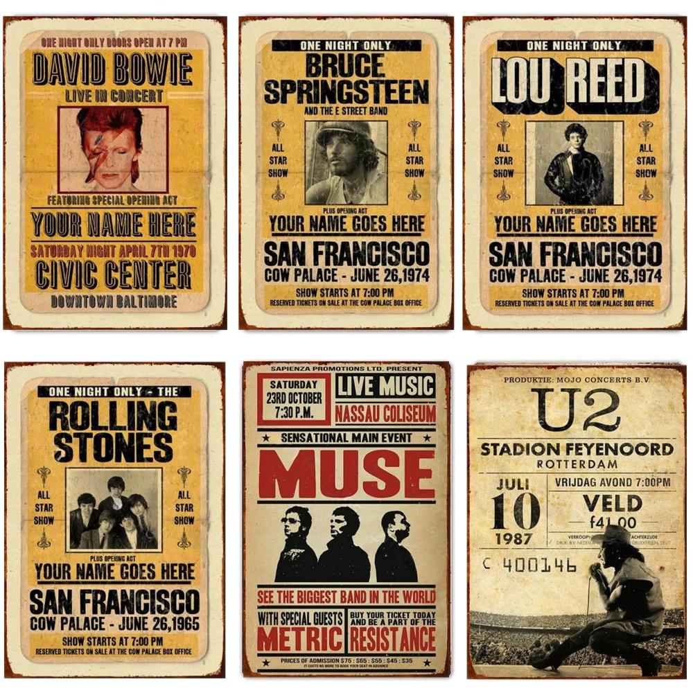 Music Rock N Roll Posters Vintage MetalTin Signs Johnny Cash Metal Plaque Signs Retro Pub Bar Man Cave Home Decoration Plates