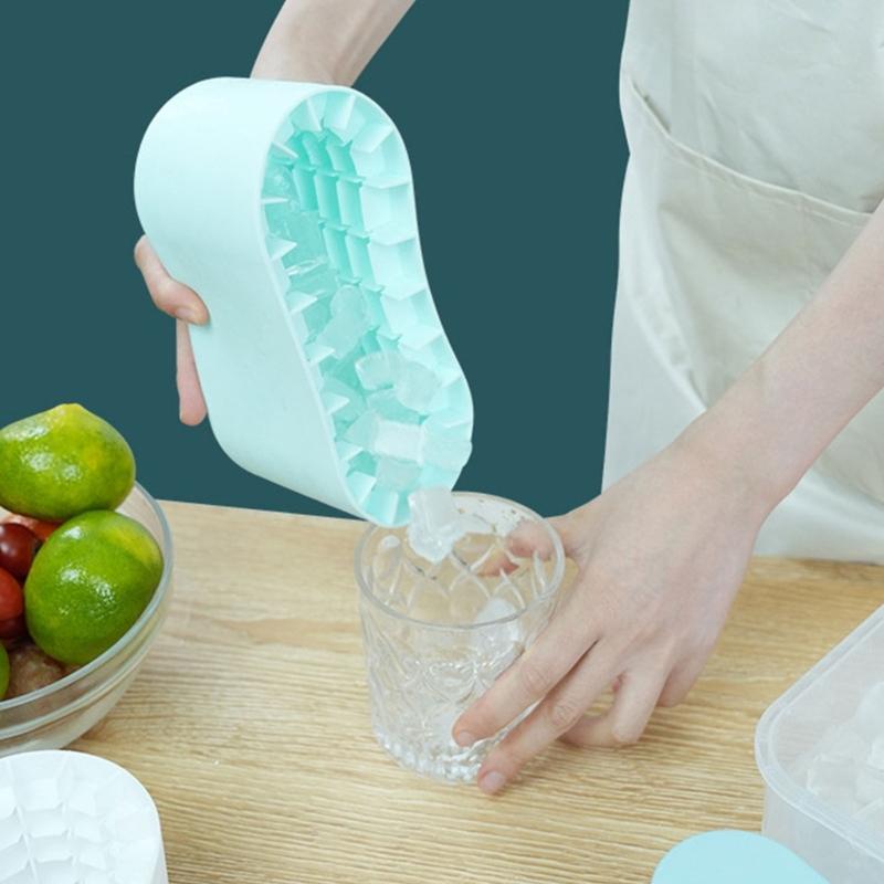 Large Ice Cube Container with Lid Convenient Ice Buckets Cup Molds Silicones Ice Lattices Storage Box for Beverages