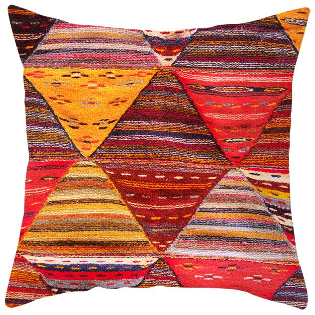 New Ethnic Style Pillow Cover Bohemian Color Geometric Pattern Peach Leather Velvet Retro Pillow Cushion Cover