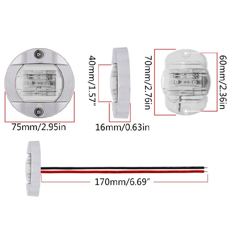 Marine Transom RV Yacht 6 LED Stern Signal Light Round Stainless Steel Tail Lamp
