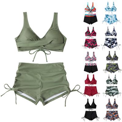 Women's Split Fashion Sexy Bikini Print With Breast Pad Without Steel Bracket Swimsuit