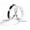 2pcs Unique Couple Matching Rings Open Adjustable Black and White Lovers Knot Ring Kit Jewelry Gift for Women Men