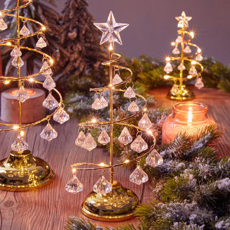 Luminous Electroplated Iron Christmas Tree Ornament Night Light
