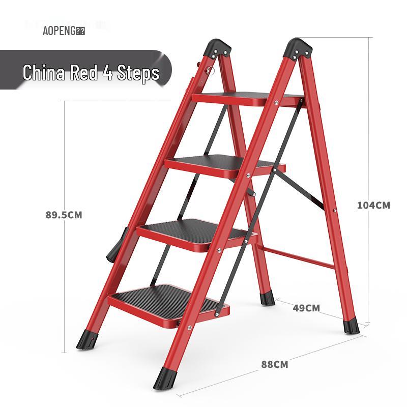 Multi-Functional Telescopic A-Frame Ladder: Indoor Folding Ladder with 3-4 Steps, Thickened for Stability.