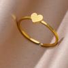 Gold Color Stainless Steel Shell Rings For Women Vintage Oval Blue Stone Adjustable Ring Fashion Party Jewelry Anniversary Gift