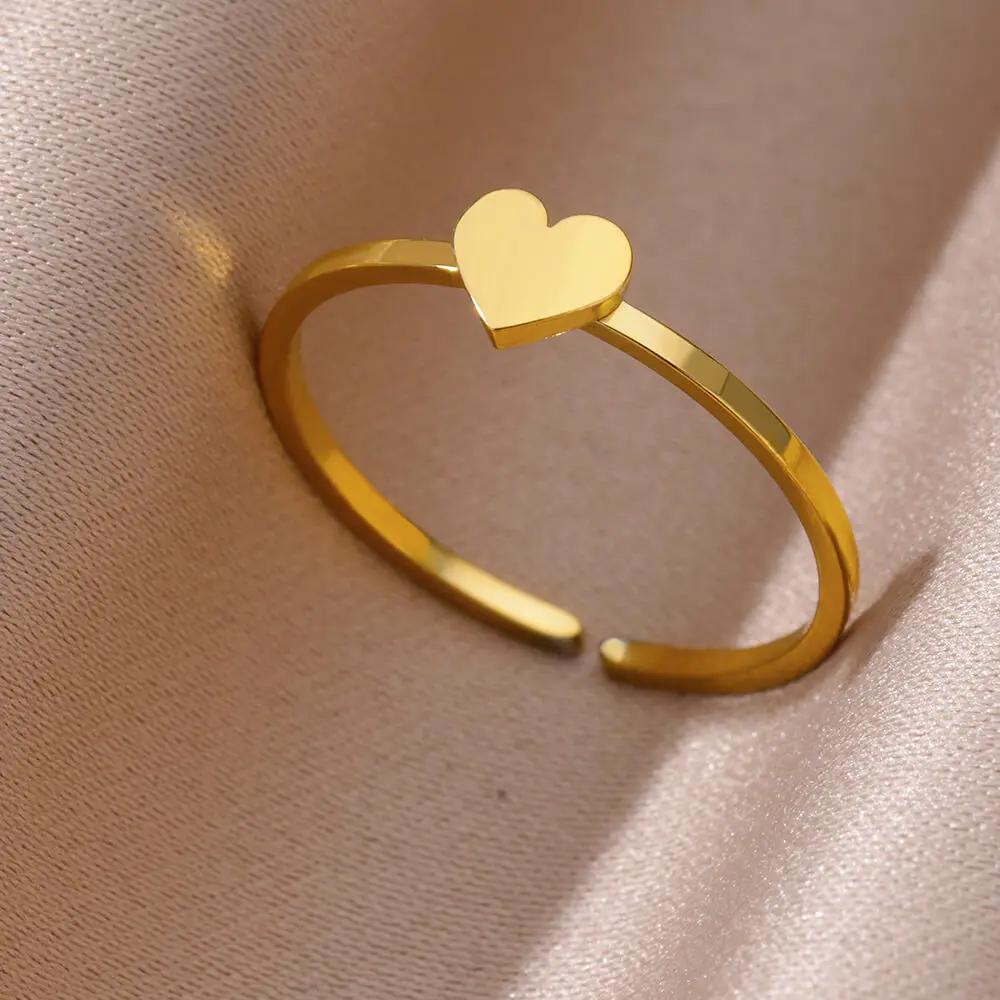 

Gold Color Stainless Steel Shell Rings For Women Vintage Oval Blue Stone Adjustable Ring Fashion Party Jewelry Anniversary Gift resizable&Gold Color