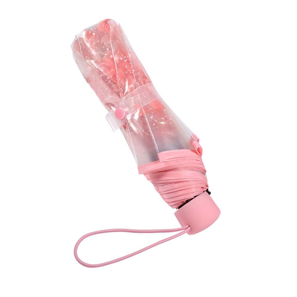 1PC Transparent Folding Umbrella Fashionable Princess Umbrella Cherry Blossom # Pink