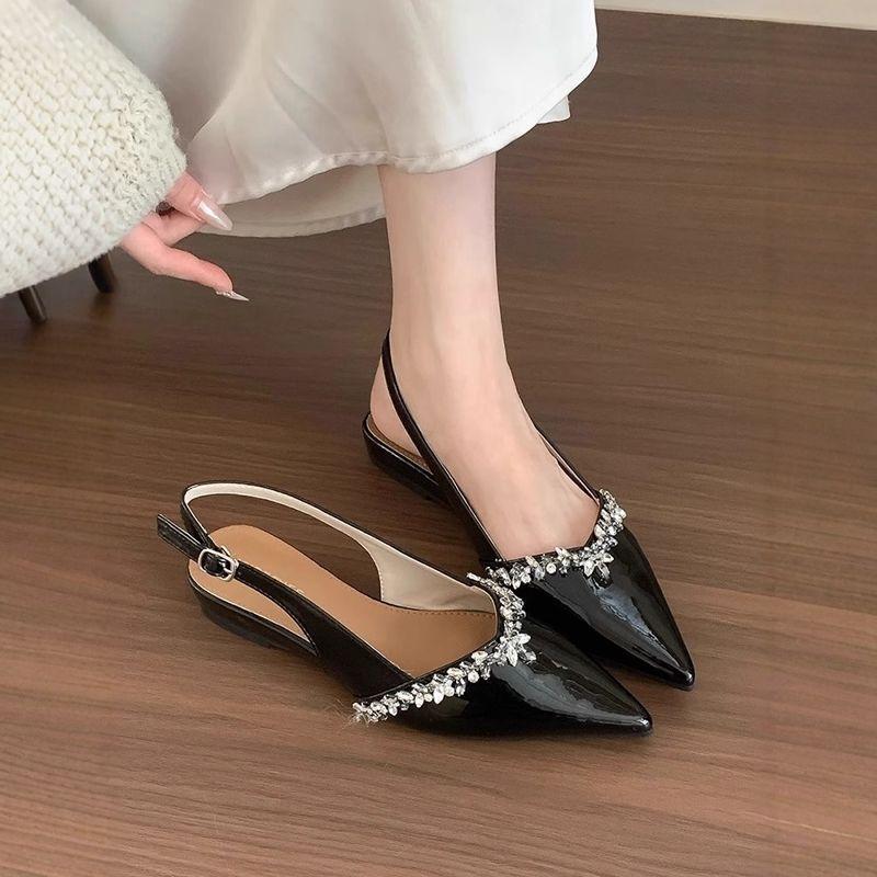 

2025 новые туфли-лодочки с острым носком и неглубоким вырезом, женские балетки, темперамент знаменитости, под юбку, со стразами, с закрытым носком, женские летние 40 чёрный