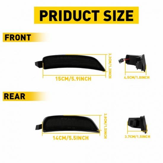 For 2016- Mazda MX-5 Miata LED Front Rear Side Marker Light Smoked Lens 4PCS