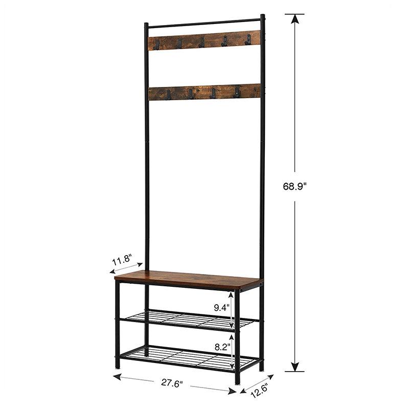 Standing Entryway Organizer: Three-Layer Shoe Rack, Clothes & Hat Holder
