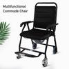 Commode Chair with Wheels Thickened Cushion Foldable Commode Wheelchair with Bucket for Home Elderly