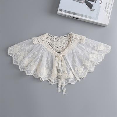 Piccolo Scialle in Pizzo Mantellina da Donna Estiva Bianca Multifunzionale Protezione Solare Con Gonna Cinturino a Fiocco Collo Falso