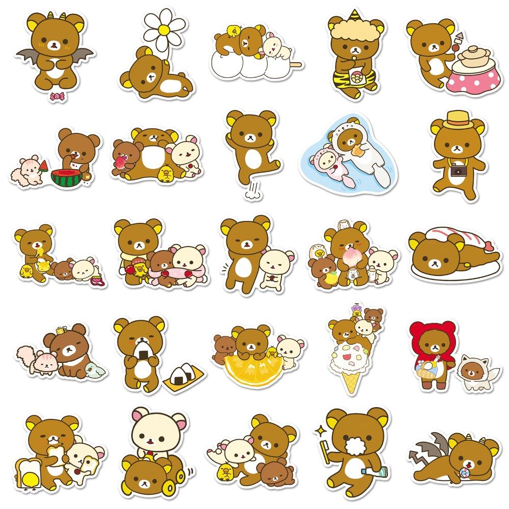 50pcs Cute Rilakkuma Cartoon Graffiti Stickers Suitcase Stationery Laptop Computer Guitar Cell Phone DIY Decorate Decals