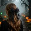 Mesh Bow Hair Clip Halloween Bat Spring Clips Black White Lace Spider Web Moderate Clamping Force Barrettes Gothic Dark Style for Women Cosplay